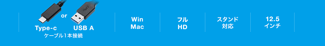 Type-C or USB A ケーブル1本接続