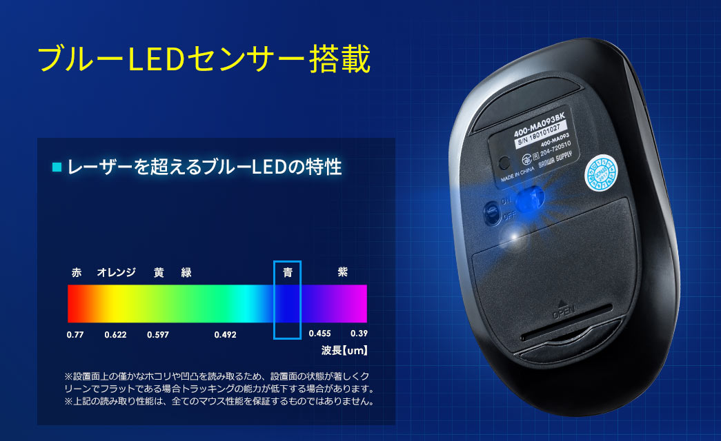 ブルーLEDセンサー搭載