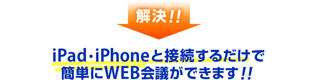 iPad・iPhoneと接続するだけで簡単にWEB会議ができます