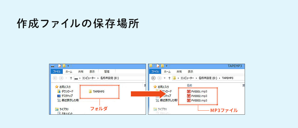 作成ファイルの保存場所