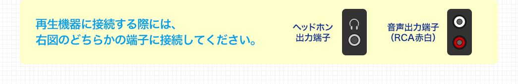 再生機器に接続する際には、右図のどちらかの端子に接続してください