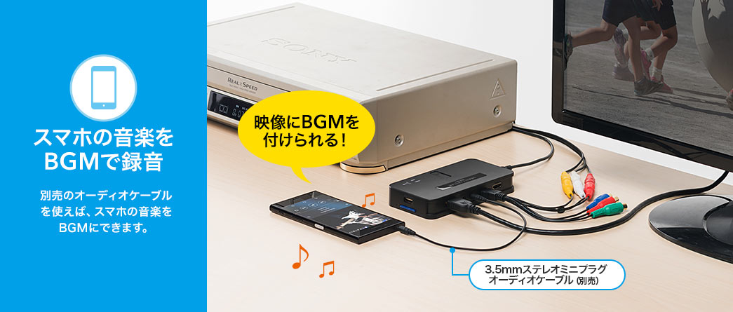 スマホの音楽をBGMで録音