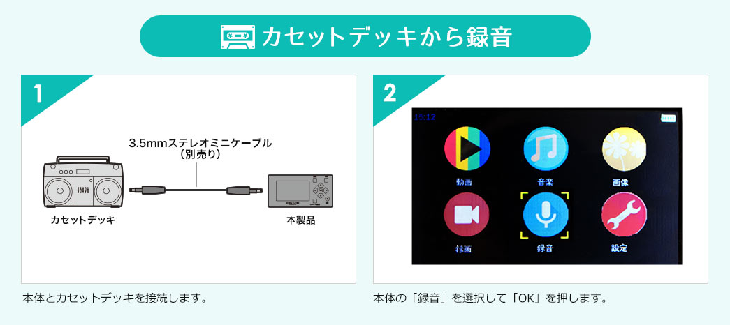 カセットデッキから録音