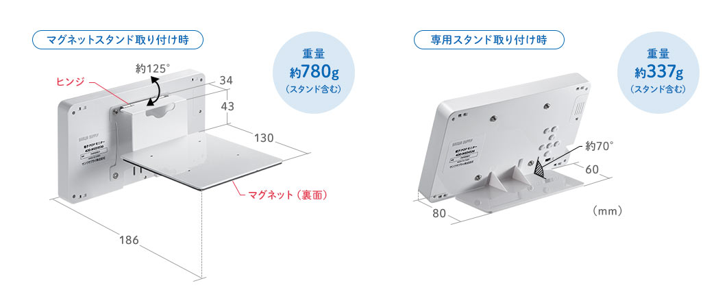 マグネットスタンド取り付け時 専用スタンド取り付け時