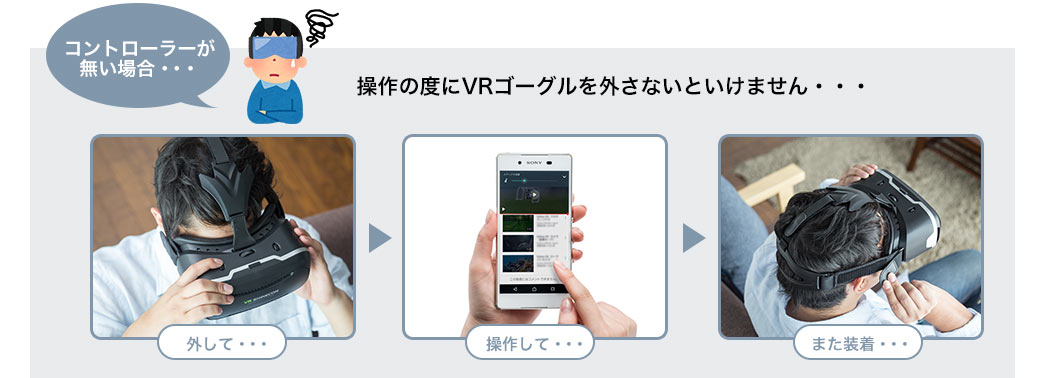 操作のたびにVRゴーグルを外さないといけません