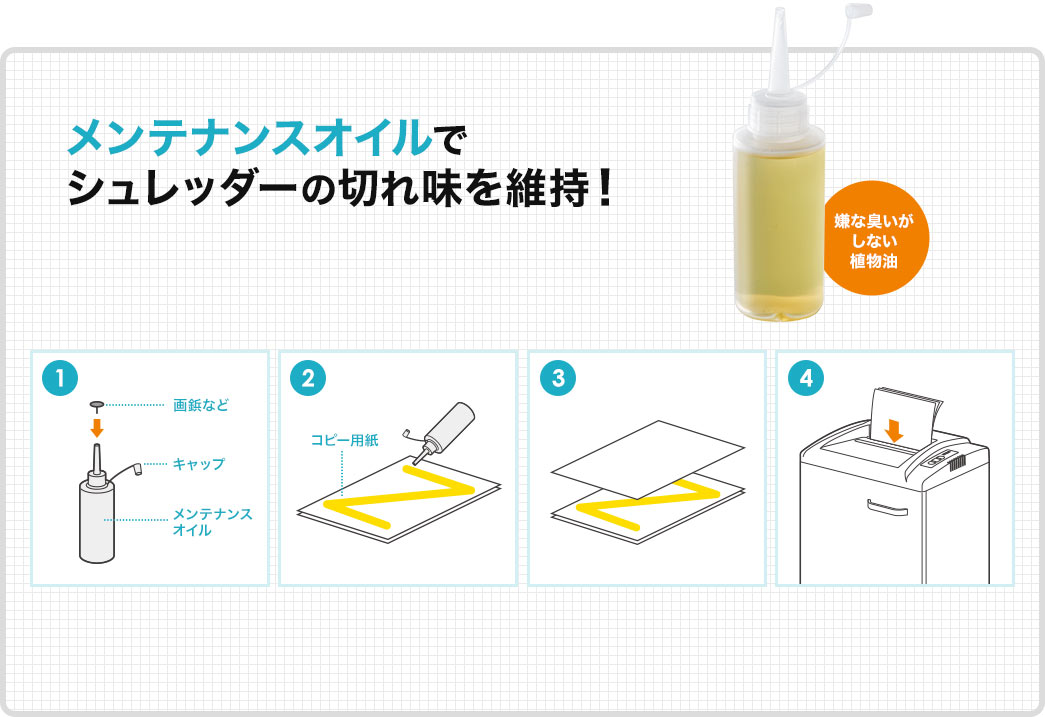 メンテナンスオイルでシュレッダーの切れ味を維持