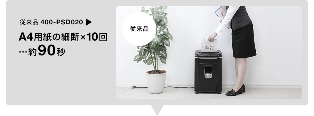 従来品 400-PSD020 A4用紙約9秒