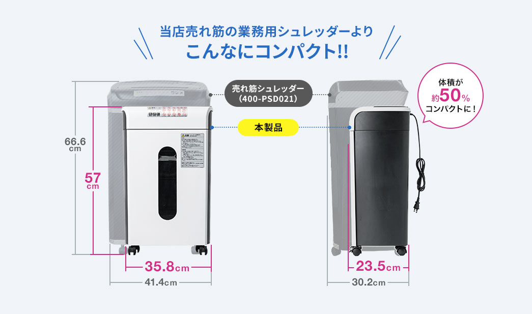 当店売れ筋の業務用シュレッダーよりこんなにコンパクト！