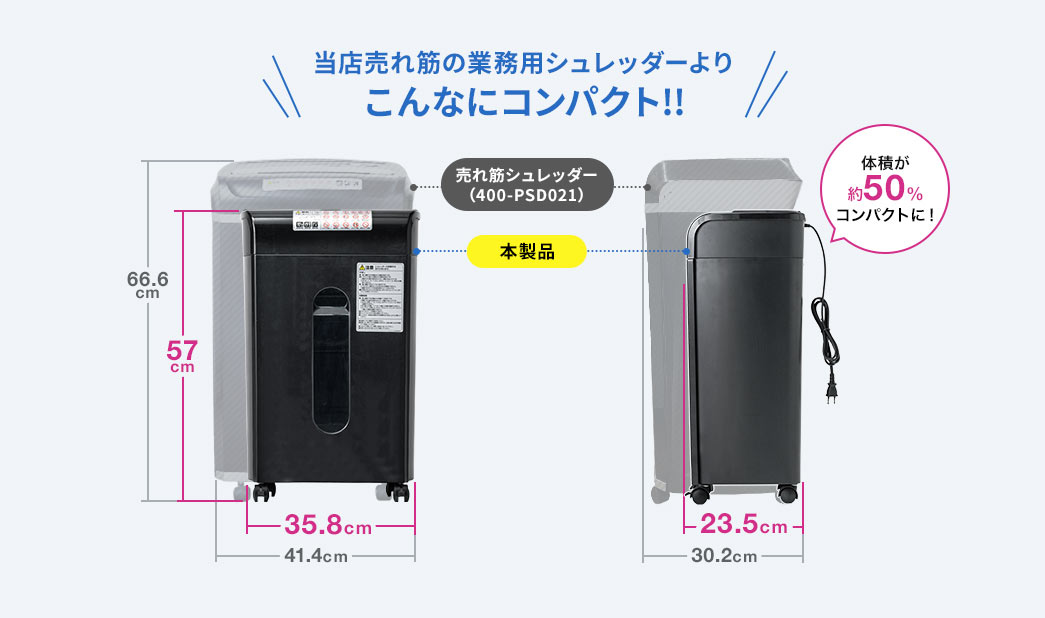 当店売れ筋の業務用シュレッダーよりこんなにコンパクト！