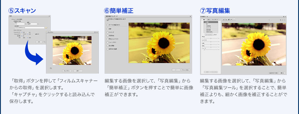 スキャン 簡単補正 写真編集
