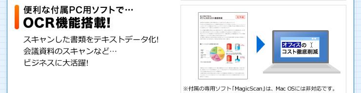 便利な付属PC用ソフトで　OCR機能搭載