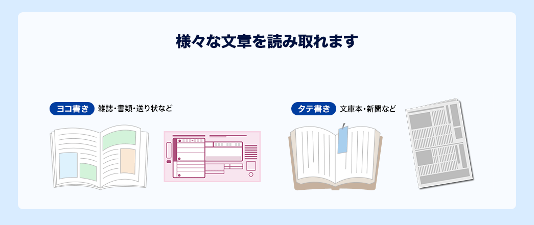 様々な文章を読み取れます