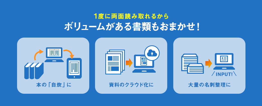 1度に両面が読み取れるからボリュームがある書類もおまかせ