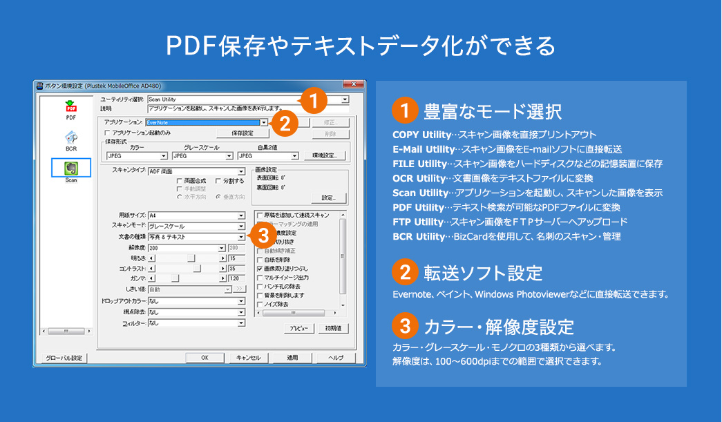 PDF保存やテキストデータ化ができる