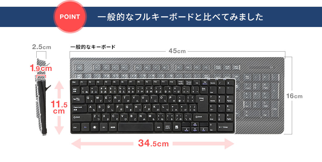 一般的なフルキーボードと比べてみました