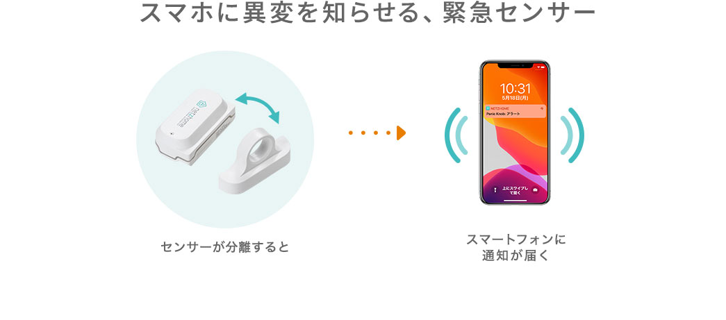 スマホに異変を知らせる、緊急センサー