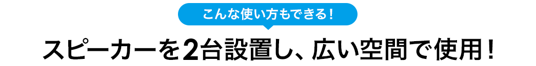 スピーカーを2台設置し、広い空間で使用！