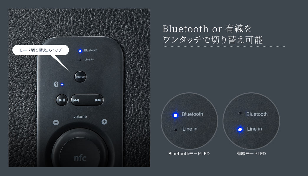 Bluetooth or 有線をワンタッチで切り替え可能