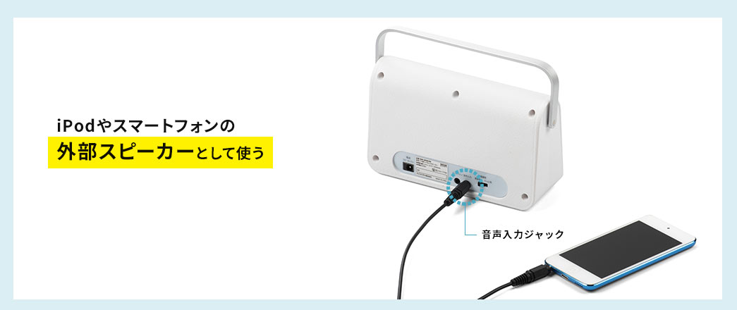 iPodやスマートフォンの外部スピーカーとして使う