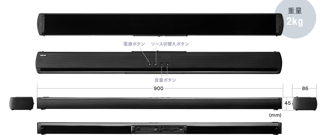 電源ボタン ソース切替えボタン