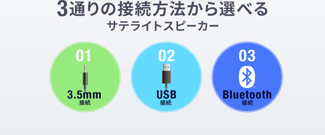 3通りの接続方法から選べるサテライトスピーカー