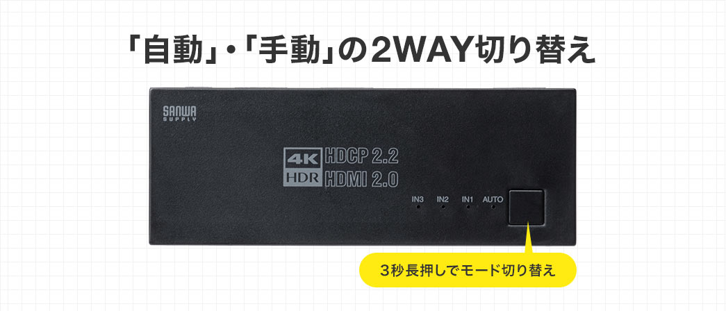 「自動」・「手動」の2WAY切り替え