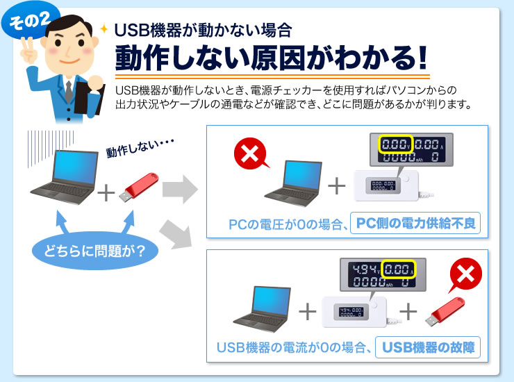 USB機器が動かない場合　動作しない原因がわかる