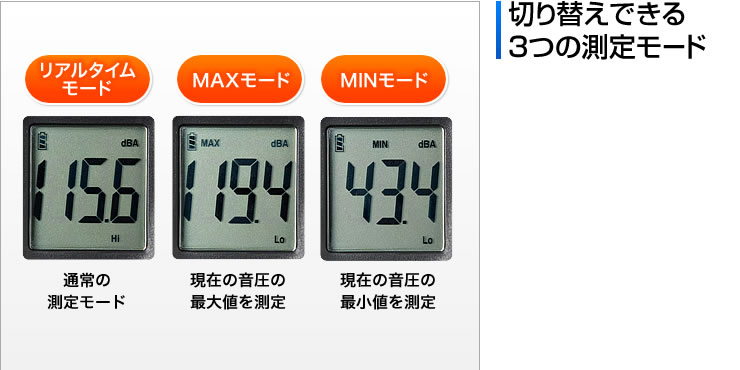 切り替えできる3つの測定モード