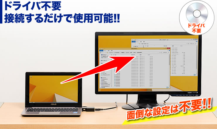 ドライバ不要　接続するだけで使用可能