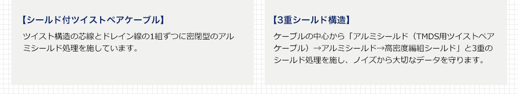 シールド付ツイストペアケーブル 3重シールド構造