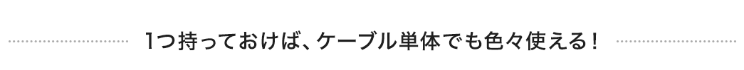 1つ持っておけば、ケーブル単体でも色々使える