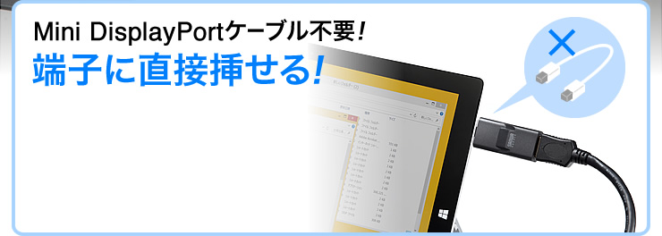 Mini DisplayPortケーブル不要