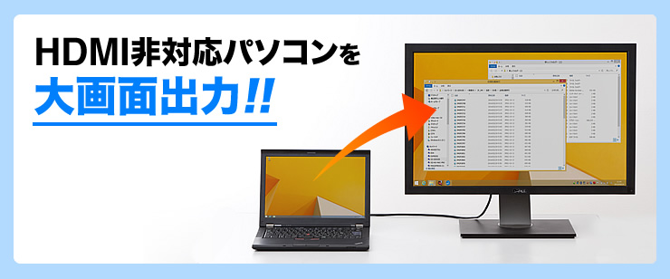 HDMI非対応パソコンを大画面出力