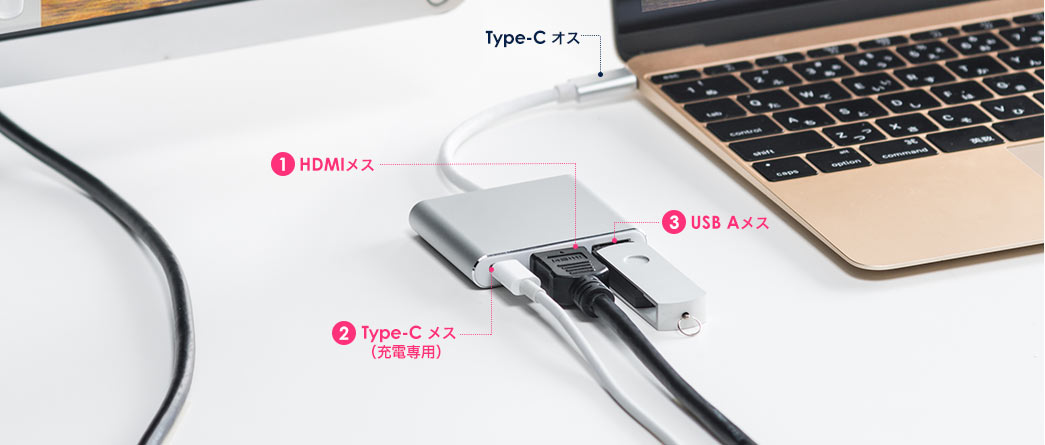 Type-Cオス HDMIメス Type-Cメス USB Aメス