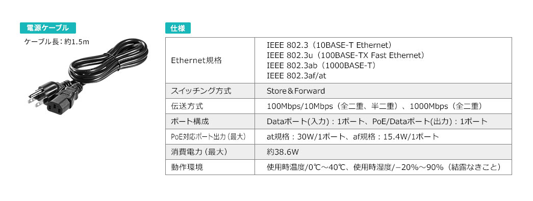 電源ケーブル 仕様