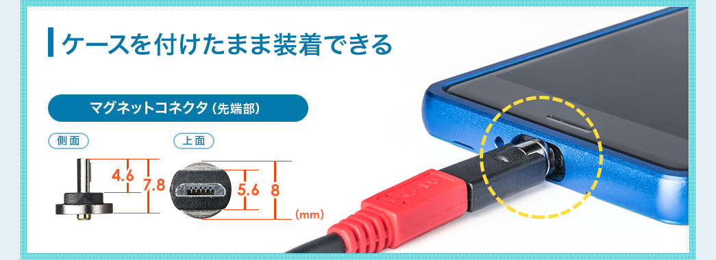 ケースを付けたまま装着できる