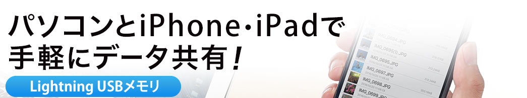 パソコンとiPhone・iPadで手軽にデータ共有 Lightning USBメモリ