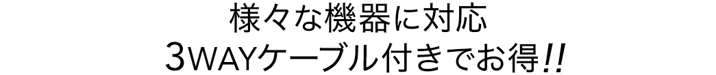 様々な機器に対応 3WAYケーブル付きでお得