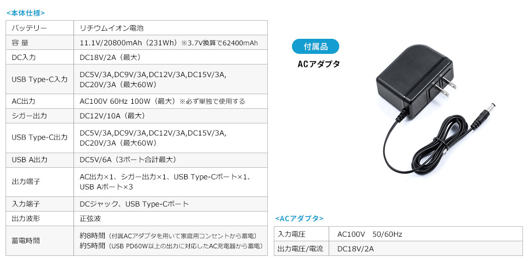 本体仕様 付属品