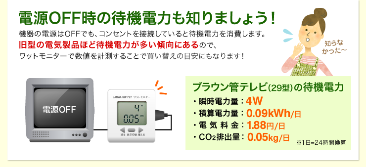 電源OFF時の待機電力も知りましょう