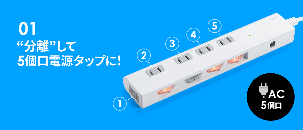 5個口電源タップとして