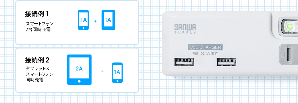 スマートフォン2台同時充電 タブレット＆スマートフォン同時充電