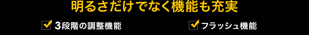 3段階の調整機能 フラッシュ機能