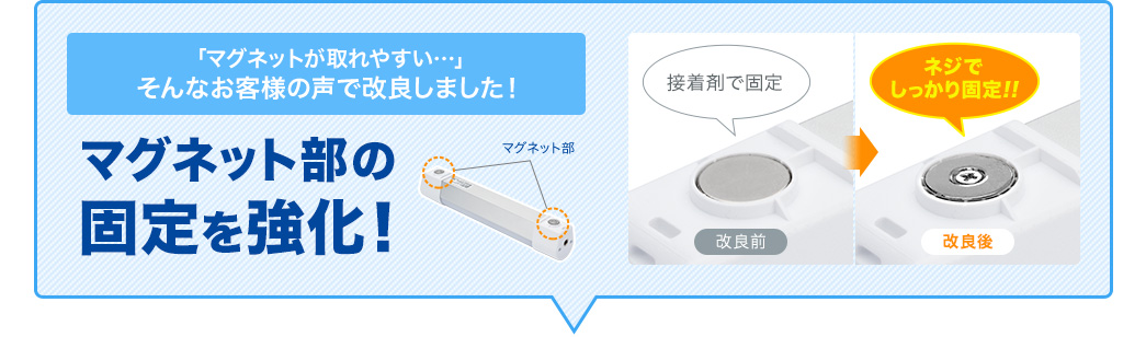 マグネット部の固定を強化