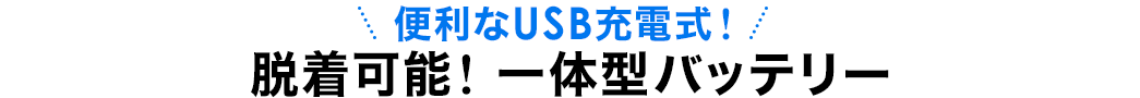 便利なUSB充電式 脱着可能 一体型バッテリー