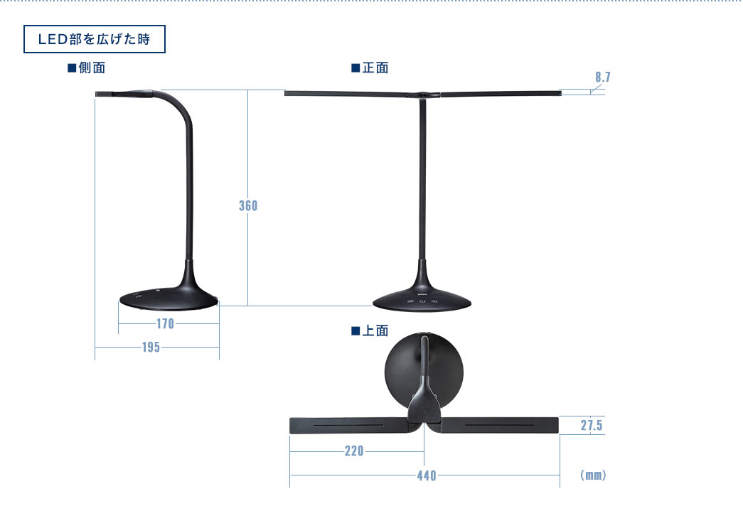 LED部を広げた時