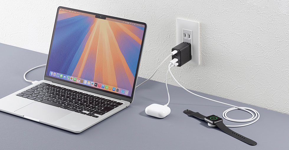 高出力65W対応でノートパソコンも充電できる