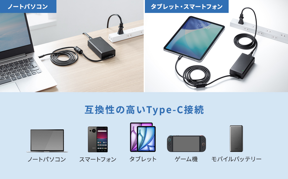 Type-C接続でノートパソコン以外のデバイスにも対応