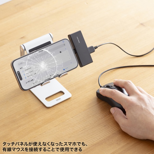マウスの有線接続ができる
