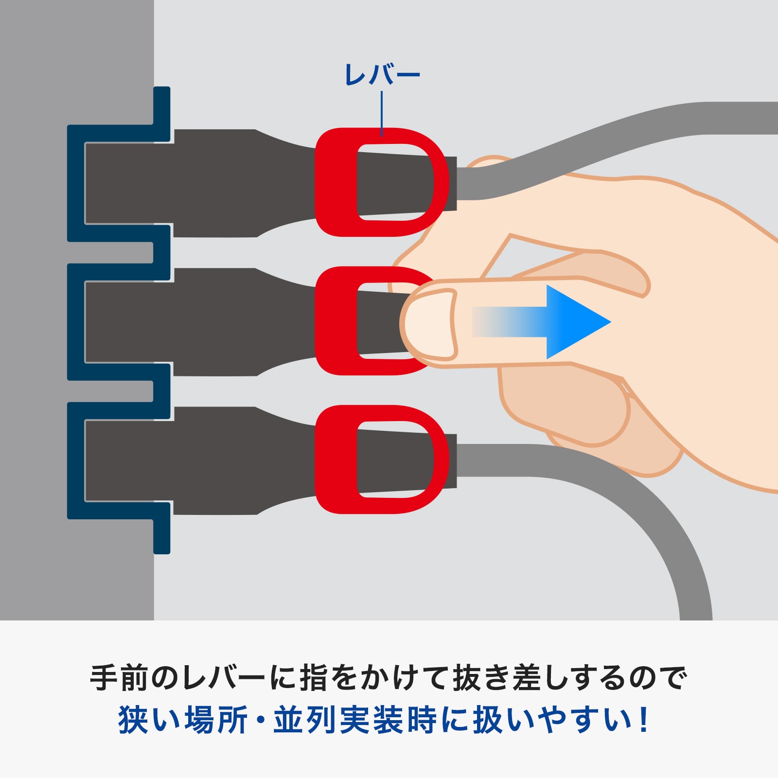 狭い場所でも抜き差ししやすい